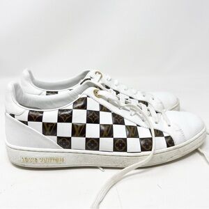 LOUIS VUITTON TRESSAGE FRONT TOW LOW TOP LOGO LEATHER SNEAKERS WOMENS SZ 38/8